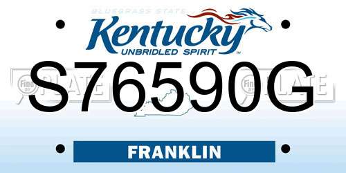 S76590G Kentucky License Plate