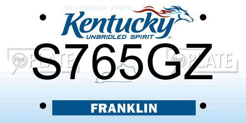 S765GZ Kentucky License Plate