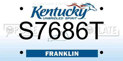 S7686T Kentucky License Plate