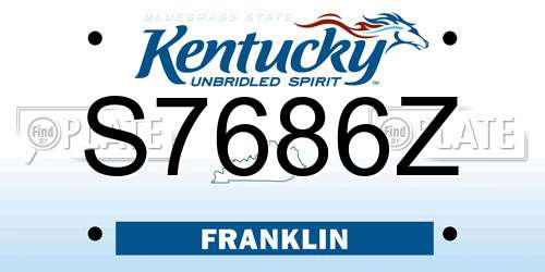 S7686Z Kentucky License Plate