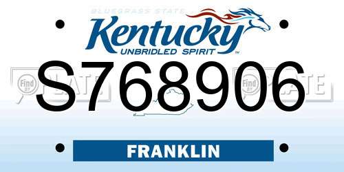 S768906 Kentucky License Plate