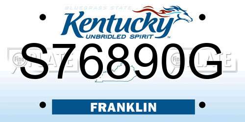 S76890G Kentucky License Plate