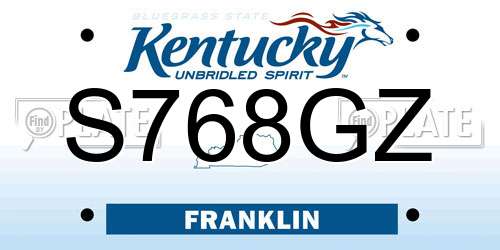 S768GZ Kentucky License Plate