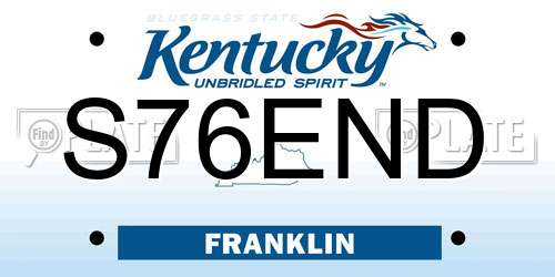 S76END Kentucky License Plate