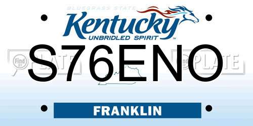 S76ENO Kentucky License Plate