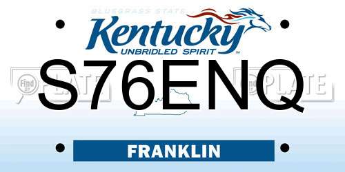 S76ENQ Kentucky License Plate