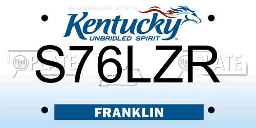 S76LZR Kentucky License Plate