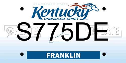 S775DE Kentucky License Plate