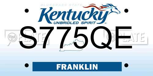 S775QE Kentucky License Plate