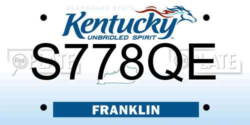 S778QE Kentucky License Plate