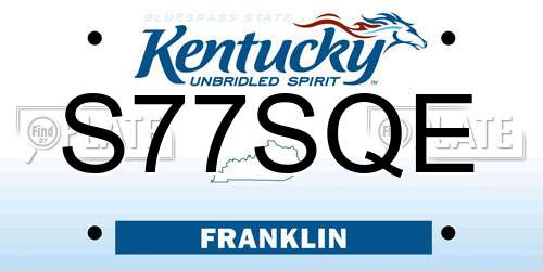 S77SQE Kentucky License Plate