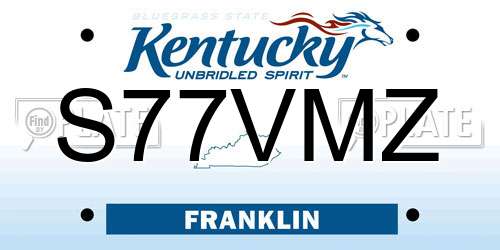 S77VMZ Kentucky License Plate