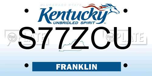 S77ZCU Kentucky License Plate