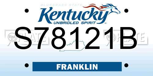 S78121B Kentucky License Plate