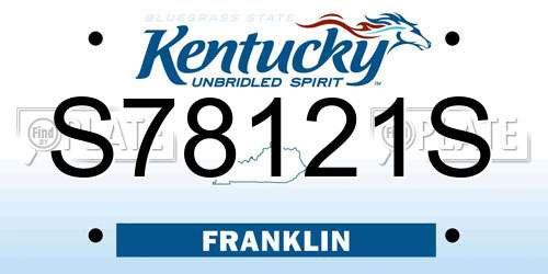 S78121S Kentucky License Plate