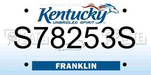 S78253S Kentucky License Plate