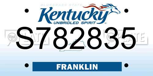 S782835 Kentucky License Plate
