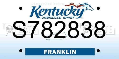 S782838 Kentucky License Plate