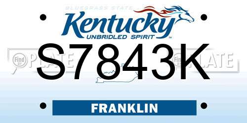 S7843K Kentucky License Plate