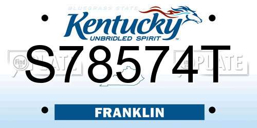 S78574T Kentucky License Plate