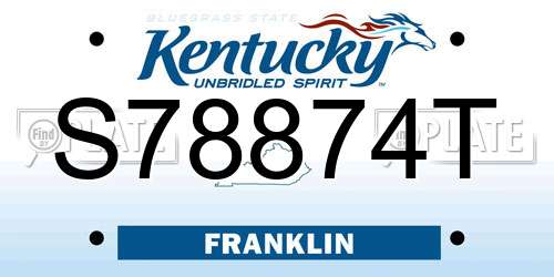 S78874T Kentucky License Plate