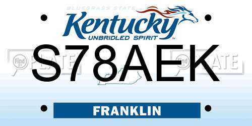 S78AEK Kentucky License Plate