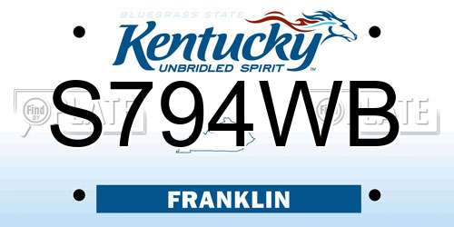S794WB Kentucky License Plate