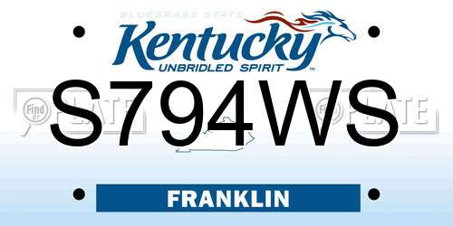 S794WS Kentucky License Plate