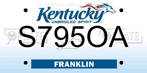 S795OA Kentucky License Plate