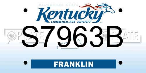S7963B Kentucky License Plate