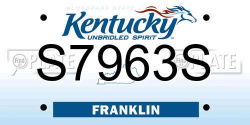 S7963S Kentucky License Plate