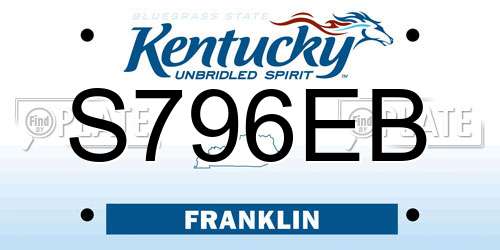S796EB Kentucky License Plate