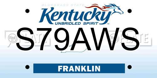 S79AWS Kentucky License Plate