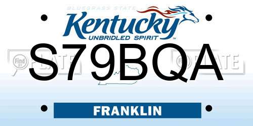 S79BQA Kentucky License Plate