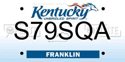S79SQA Kentucky License Plate