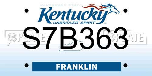 S7B363 Kentucky License Plate