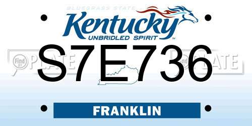 S7E736 Kentucky License Plate