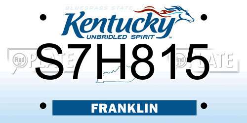 S7H815 Kentucky License Plate