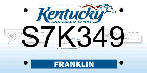 S7K349 Kentucky License Plate