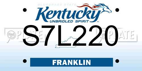 S7L220 Kentucky License Plate