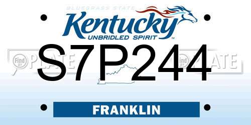 S7P244 Kentucky License Plate