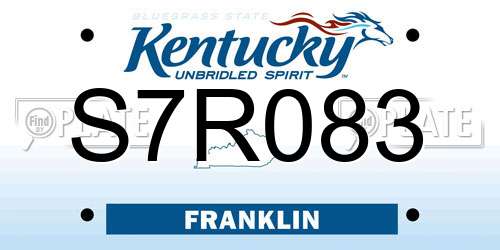 S7R083 Kentucky License Plate