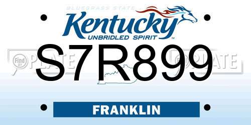 S7R899 Kentucky License Plate