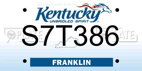 S7T386 Kentucky License Plate