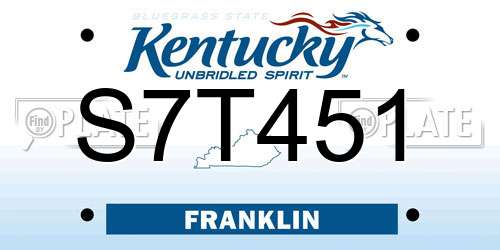 S7T451 Kentucky License Plate