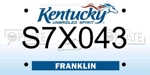 S7X043 Kentucky License Plate