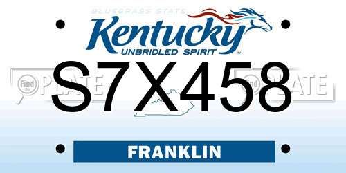 S7X458 Kentucky License Plate