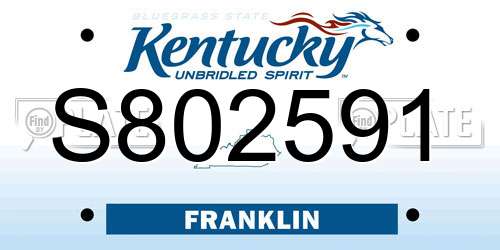 S802591 Kentucky License Plate
