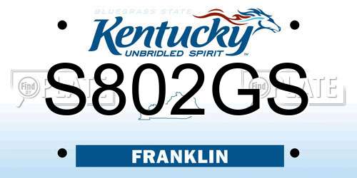 S802GS Kentucky License Plate