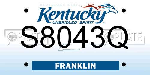 S8043Q Kentucky License Plate
